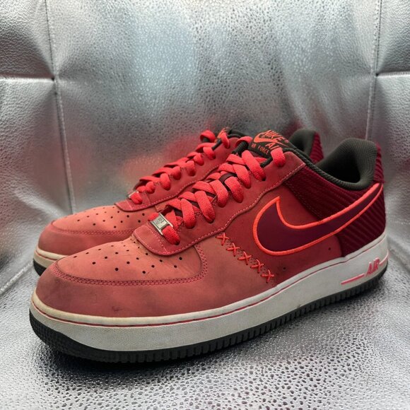 Size 12 Nike Air Force 1 Low Mens Fusion Red Lace-Up Athletic Sneaker 488298-611 - Picture 6 of 11